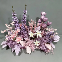 Décoration de centre de table en forme de candélabre floral en soie faite à la main, fleurs artificielles violettes, décoration pour la Saint-Valentin, vente en gros