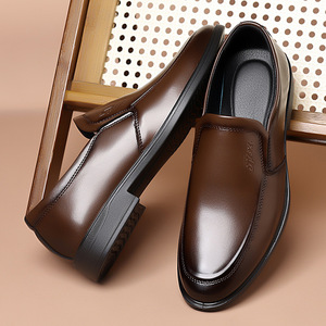 Mocasines de cuero genuino para hombre, zapatos formales de negocios con punta redonda, estilo otoñal, suela suave y cómoda - Product Image 4