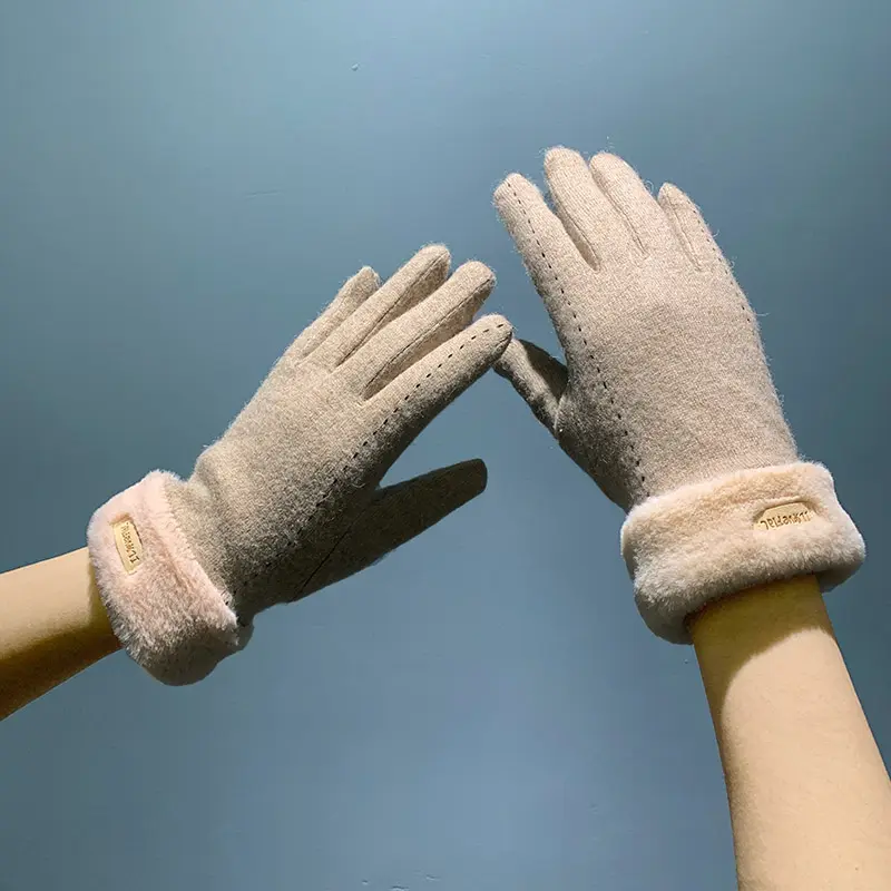 Pabrik BSCI Wol Musim Dingin Luar Ruangan Hangat Lucu Sarung Tangan Wanita Layar Sentuh Mode Sarung Tangan Wanita
