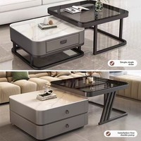 Table basse moderne de style italien avec structure en métal et plateau en verre trempé amovible pour salon, petit appartement