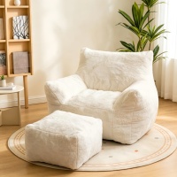 Fauteuil pouf avec repose-pieds, canapé paresseux en peluche avec accoudoirs et repose-pieds, canapés poufs rembourrés pour salon et dortoir
