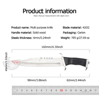 Cuchillo de Combate Ram B3 de Alta Calidad Personalizable, Hoja Fija de Acero Inoxidable, Mango de Madera, Funda, Edición Limitada, OEM, DIY