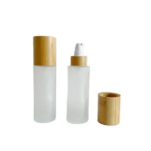 100% naturale 100ml profumo smerigliato pompa olio bottiglia di vetro e flacone Spray di bambù per il trucco di imballaggio