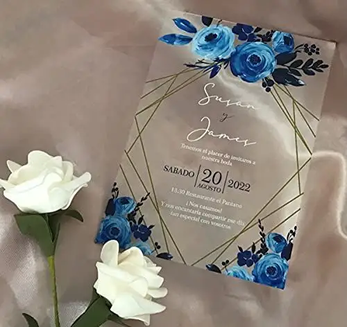 Fabbrica personalizzata 1mm/2mm lamina d'oro di lusso floreale Desgin Tarjeta De Boda carene parte Mariage acrilico invito a nozze carta