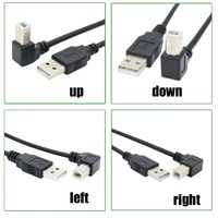 90 grados arriba abajo izquierda derecha codo tipo B macho a USB 2,0 un cable de datos de impresora macho