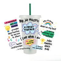24oz Taille Uv Dtf Cup Wrap Autocollant de transfert facile à appliquer Étiquette en cristal lavable à faible quantité minimale de commande
