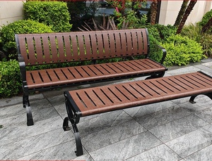 Outdoor <b>bench</b> wooden <b>bench</b> made of anti-corrosion wood <b>cast</b> <b>iron</b> and PP material plastic wood outdoor <b>bench</b> - Product Image 5