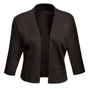 Cardigans Curtos de Cor Sólida com Mangas 3/4, Suéteres Cropped com Frente Aberta, Jaquetas Slim Fit para Mulheres - Product Image 6
