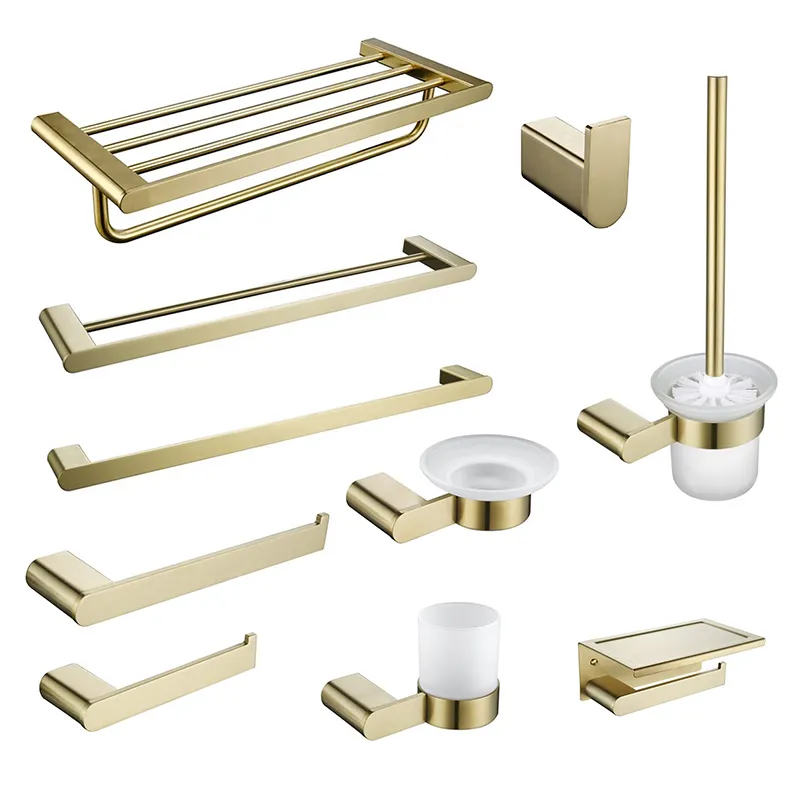 Geborsteld Goud 10 Sets Rvs Hardware Badkamer Accessoires