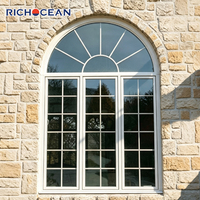 Ventana Americana Personalizada RICHOCEAN de Aluminio con Rejilla, Ventanas Panorámicas Impermeables de Doble Vidrio Templado