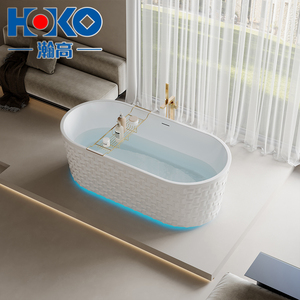 <span class=keywords><strong>Baignoire</strong></span> en acrylique autoportante à LED au design moderne <span class=keywords><strong>Baignoire</strong></span> <span class=keywords><strong>rectangulaire</strong></span> ovale à surface solide blanche pour adultes à usage hôtelier - Product Image 1