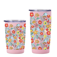 Set Botol Air Stainless Steel 304 Berkualitas Tinggi Dinding Ganda Vakum SUS Pola Bunga Cantik Langsung dari Pabrik MOQ Kecil