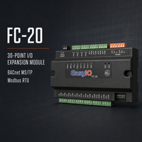 Contrôleur Johnson EasyIO FC-20 BACnet MSTP Modbus RTU 12 entrées universelles 4 sorties relais SPST 48VA 2A 4 sorties analogiques 24V AC HVAC