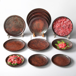Rustic Style Round Melamine <b>Plates</b> For Hotel Restaurant Cold Dish Serving 6002-7.8 - Product Image 1