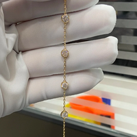 Bracelet Tennis en diamant cultivé en laboratoire de forme ronde à bulles Sertissage de lunette Bracelet en or jaune 10K 14K 18K avec CVD HPHT