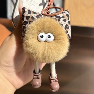 Mini Pendentif Porte-clés en Peluche avec Pompon en Fourrure de Lapin Rex, Motif Léopard, Kawaii, Moelleux, Breloque de Sac, Accessoire de Poupée - Product Image 3