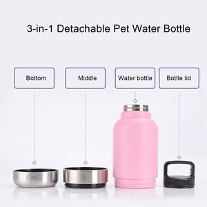 Comedero Portátil de Acero Inoxidable de 32oz con Logotipo Personalizado, Tazón de Viaje para Mascotas, Botella de Agua 3 en 1 Desmontable con Tapa y Aislamiento para Perros - Product Image 4