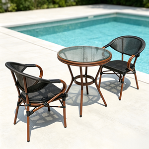 Nordic Rope Rattan aluminum Waterproof Dinning <b>Chair</b> Patio Restaurant Aluminium <b>Stackable</b> Outdoor Dining <b>Chair</b> for <b>Garden</b> hotel - Product Image 1