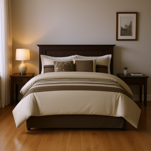 Ensemble de couette 7 pièces rayé en polyester, style classique, pour la maison, lavable en machine - Product Image 2