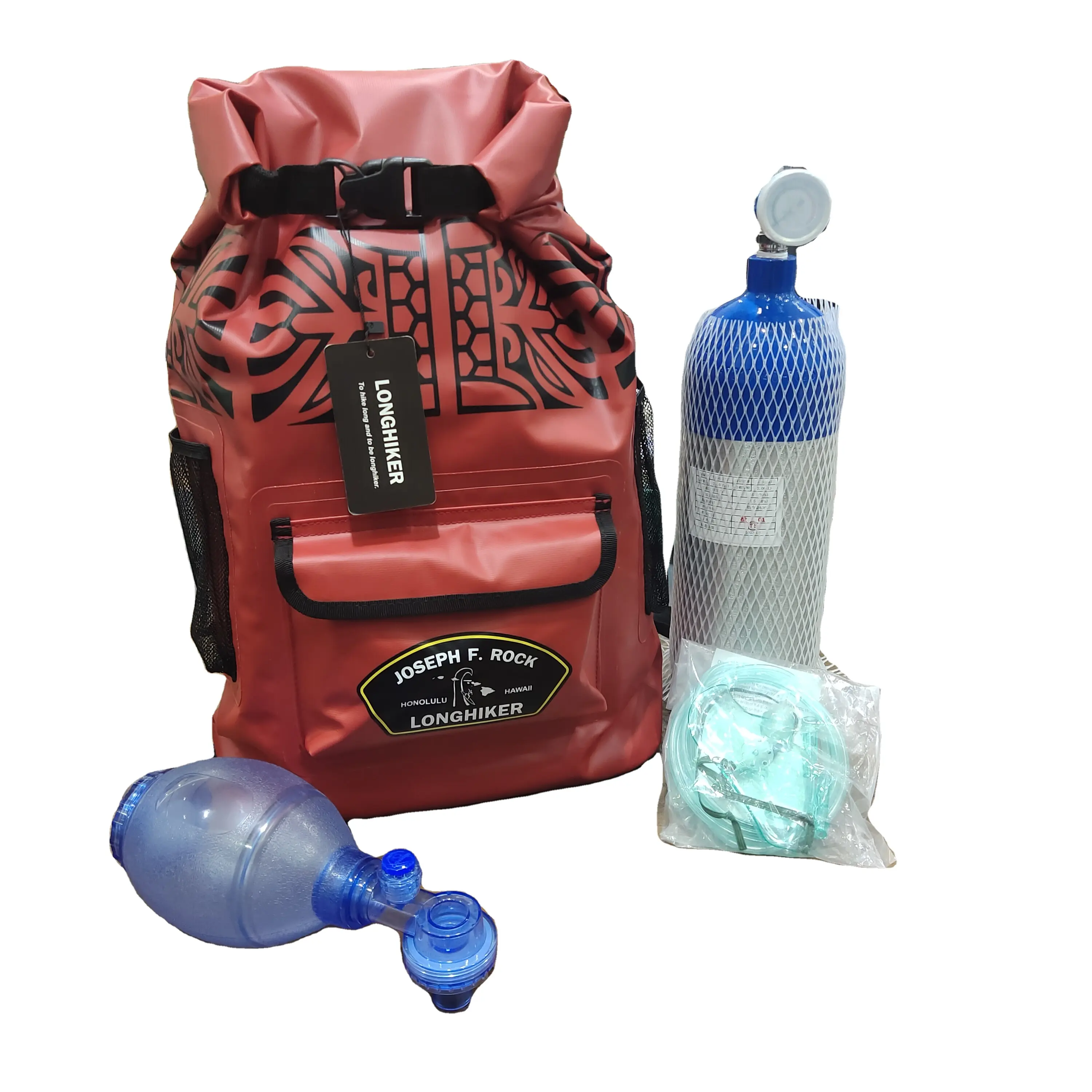 SL-E09R borsa di pronto soccorso impermeabile in PVC a due colori con rianimatore e sistema di ossigeno