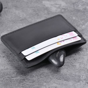 男性用高品質本革ビンテージカジュアルビジネスクレジットカードホルダー2インチ厚さ10mm以下 - Product Image 3