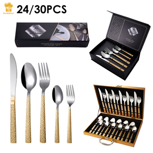Set di <span class=keywords><strong>Posate</strong></span> di Lusso in Acciaio Inox Nuova Collezione Dorata con Finitura a Specchio Oro per Matrimoni e Feste - Product Image 6
