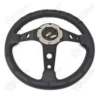 Volant de course universel en cuir brodé noir de 330mm, volant de Sport à dérive profonde de 13 pouces, volants personnalisés pour mariée
