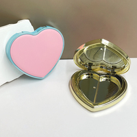 Boîte compacte en plastique vide pour poudre en forme de cœur, couleur unie, 5g, avec miroir, emballage cosmétique