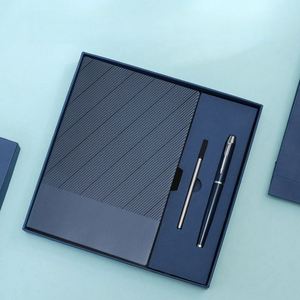 Leather Business Notebook Customized Logo Soft Cover Handheld Gift <b>Box</b> Set with Metal Pen Black Ink 200 Pages Promotional Gift - Product Image 3