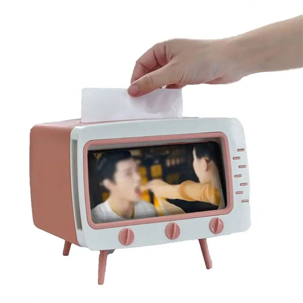 Boîte à mouchoirs en forme de TV, boîte de rangement multifonctionelle pour téléphone portable, porte-papier créatif avec pompe, boîtes de mouchoirs de voiture