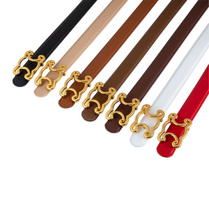 Ceinture en cuir de vachette pour femme avec boucle géométrique en alliage fin, noire, décontractée, élégante, durable, 3,0 cm - Product Image 5