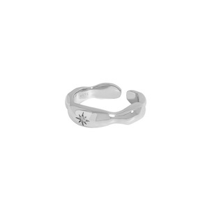 S925 Pure Silver Minimalist Geometric Arc <b>Star</b> Ring Korean Version INS Niche <b>Light</b> Luxury Design Women's Inlay Ring - Product Image 5