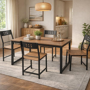Juego de Comedor de Madera Ecológico y Elegante de Alta Calidad Directamente de Fábrica, 1+4, Muebles para Comedor Familiar, Mesa y Sillas - Product Image 4