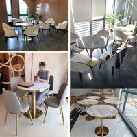 Tables d'appoint modernes de luxe en métal doré pour restaurants et hôtels, café en plein air, bistrot, table ronde en marbre et acier inoxydable