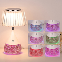 Lampe de bureau LED au design moderne avec corps en verre, abat-jour cylindrique en acrylique, RGB scintillant, contrôle tactile, gradation progressive, compatible DIY