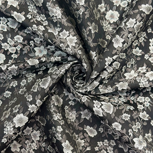 YY, recién llegado, tela de poliéster Floral Disty, tela tejida de nailon brocado negro sombra Jacquard para ropa y confección de vestidos de mujer - Product Image 1