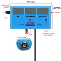 Testeur de qualité de l'eau numérique multi-paramètres PHT-026 batterie Rechargeable intégrée 6 en 1 EC TDS PH mètre