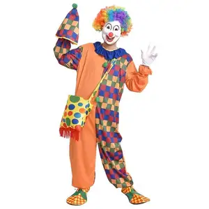 Custom Adult Halloween Carnaval Cosplay Checker Professionele Circus Clown Kleding Party Kostuum