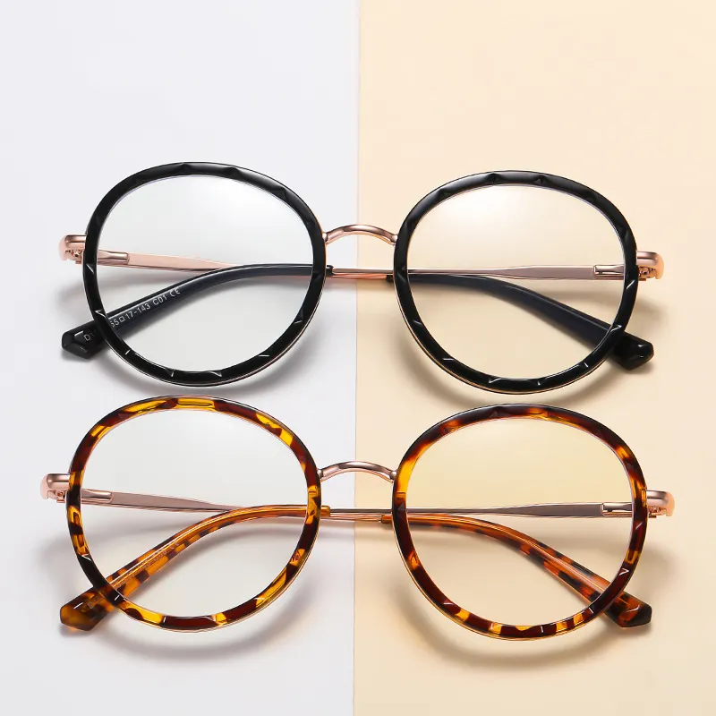 نظارات عالية الجودة TR90 نظارات قراءة مستديرة للرجال والنساء 2024 نظارات فاخرة مضادة للون الأزرق مع إطار نظارات