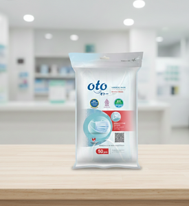 Masque chirurgical Oto Mask 3 plis, lot de 50, offre un confort léger et unisexe avec une protection jetable hygiénique au quotidien - Product Image 1