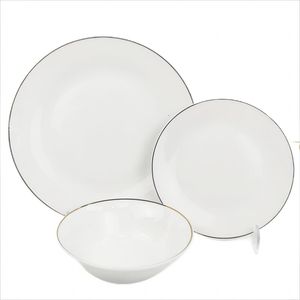 Set di stoviglie in ceramica di forma rotonda con bordo dorato e zuppa rotonda e piatto piatto piatto personalizzato <span class=keywords><strong>piatti</strong></span> da tavola con Logo <span class=keywords><strong>18</strong></span> <span class=keywords><strong>pezzi</strong></span> - Product Image 1