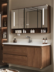 Modern <b>Smart</b> Bathroom Vanity with LED <b>Mirror</b> Cabinet, Wall Mounted Sink Storage, USB Plug, Dryer Holder for Luxury Homes - Product Image 2