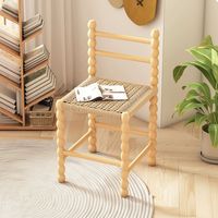 Chaise de salle à manger minimaliste en bois massif tressé à la main, style antique, finition Wabi-sabi, pour petit-déjeuner, café et restaurant