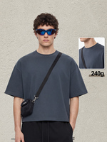 Kaos Oblong Lengan Pendek Musim Panas Kualitas Tinggi Grosir, Model Drop Shoulder Longgar, Warna Solid, Gaya Kasual Amerika