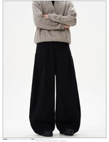 Pantalon de survêtement gris à jambe large pour homme, en molleton de coton épais 400 GSM, coupe ample, style parachute, streetwear, oversize, vierge, personnalisable
