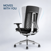 Chaise de bureau ergonomique Vaseat à dossier haut en maille avec fonctions réglables -3 °   Chaise de bureau inclinable vers l'avant avec dossier dynamique et fonction de suivi
