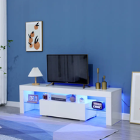 Meuble de salon de salle de séjour design personnalisé moderne très brillant UV à un tiroir support de téléviseur à lumière LED table