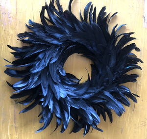 Guirnalda Floral Negra con Plumas, Corona Navideña para Puerta, Pared, Ventana, Decoración para Bodas, Fiestas, Halloween, Acción <span class=keywords><strong>de</strong></span> Gracias, Otoño - Product Image 1