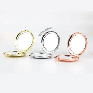 Regalo de viaje portátil 1X/2x maquillaje de Metal de aumento Mini espejo compacto dorado de mano plegable espejo pequeño para monedero