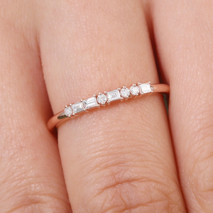 Anillo de oro rosa macizo de 18k y 14k, banda de eternidad de 1/3, estilo minimalista, anillo de boda con diamante cultivado en laboratorio, joyería fina de Provenza. - Product Image 3